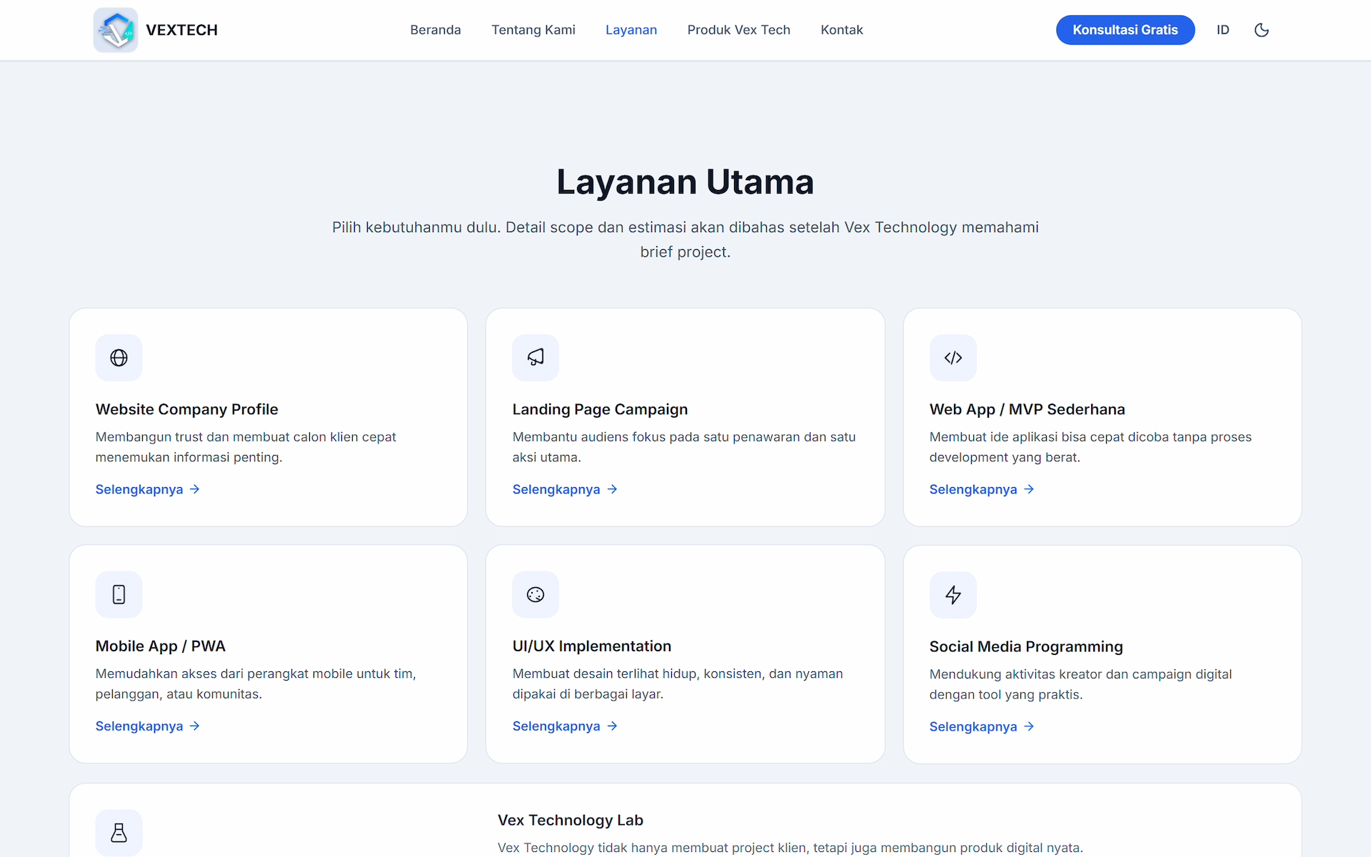 Vex Technology — preview website